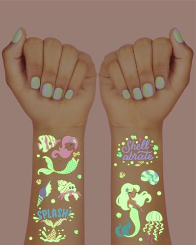 xo, Fetti Mermaid Glow in Dark Temporary Tattoos - 48 PC