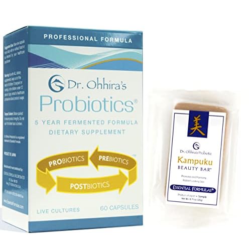 Dr. Ohhira's Professional Probiotics Formula 60 Capsules with Beauty Bar Soap Travel Size, 20 Grams - No Refrigeration Supplement - Vegetarian, Non-Dairy, Gluten Free