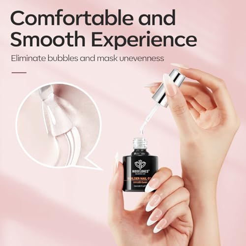 modelones Builder Nail Gel 2 Pcs Clear & Nude Cover Base Coat B-Clear Nude-2