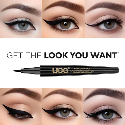 UOG Liquid Eyeliner - Waterproof, Smudge-Proof, Quick-Dry with Precise Slender Brush Tip. No-Skip, Allergy-Free, Long-Lasting up to 72 Hours. 1.0mL/0.035 Fl oz