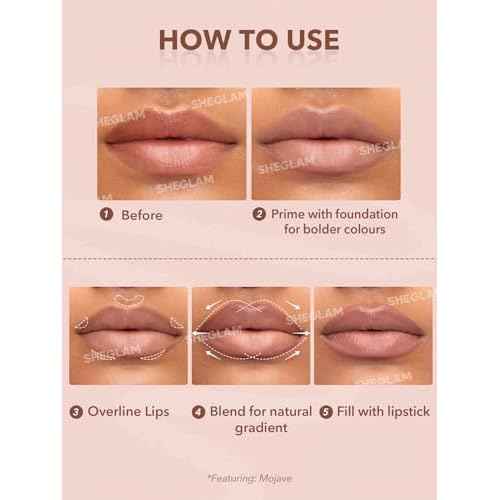 SHEGLAM Lip Liner Creamy Matte Pencil High Pigment Not Easy to Fade Silky Smooth Matte Contour Tint Lip Makeup-Neutral