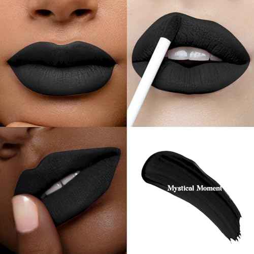 Black Matte Liquid Lipstick - Long Lasting, Smudge Proof, Transfer Resistant Lip Color, Waterproof, Non-Transfer Formula (Mystical Moment)