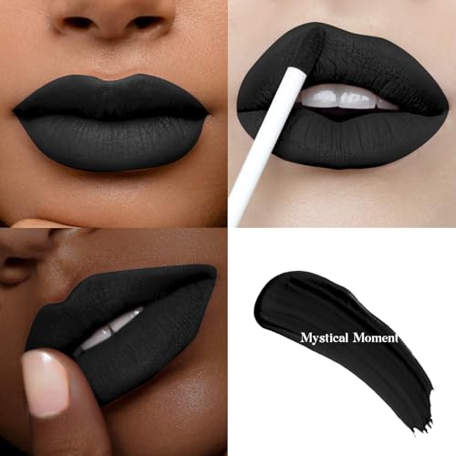 Jet Black Matte Liquid Lipstick - 12H Waterproof Long Lasting