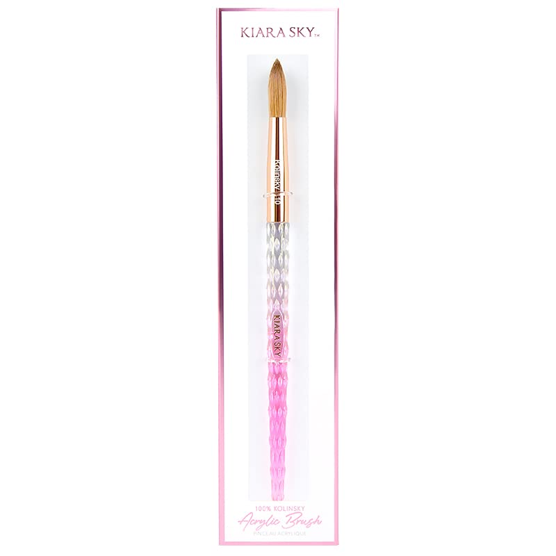 Kiara Sky Acrylic Brush #10 - Pink | 100% Pure Kolinsky | Crystal Cut Handle and Acetone Resistant