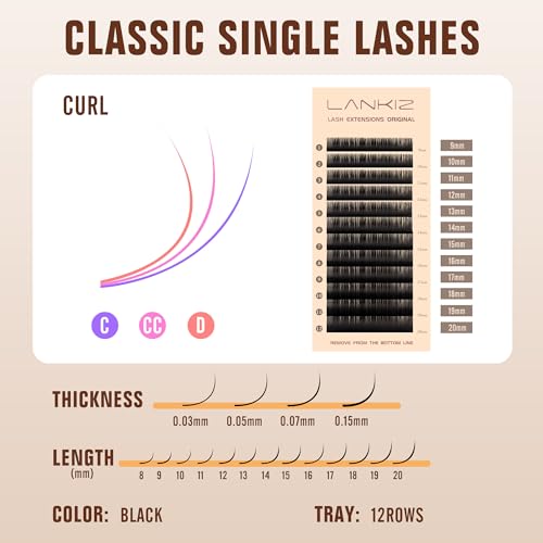 LANKIZ Volume Lash Extensions 0.15mm CC Curl 9-20mm Mix