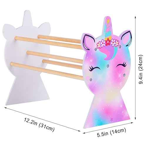 Basumee Girls Headband Holder Organizer Hair Hoop Headband Display Stand Unicorn Hairband Stand Organizer Headband Storage Home Room Decors for Girls, Purple Green Yellow