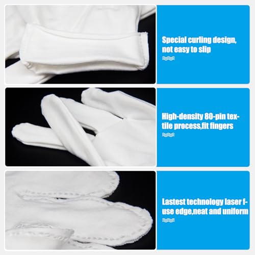FourSeas White Cotton Moisturizing Gloves for Overnight Care - 7 Pairs