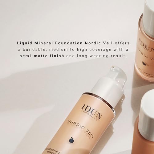 IDUN Minerals Nordic Veil Foundation - Full and Poreless Coverage, Long Lasting, Soft Matte Finish - Purified and Safe for Sensitive Skin - 301 Jorunn - Extra Light Neutral - 0.88 oz