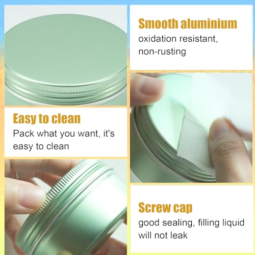4oz Aluminum Tins with Lids, 24 Pack Round Tins for Salves, Spices, Lotion Bars or Balms (Pale Green)