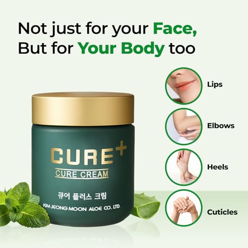 CURE Aloe Arborescens Ointment Balm, Deep Moisture Korean Body Cream for Cracked Heels, Elbows & Dry Skin, with Peppermint Oil, 2.82 fl oz.