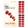 Heyhae Semi-Cured Gel Nail Strips - Solid Red (28 Count Kit, Sun-Cured)