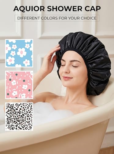 Aquior Extra Large Terry Lined Waterproof Shower Cap for Women