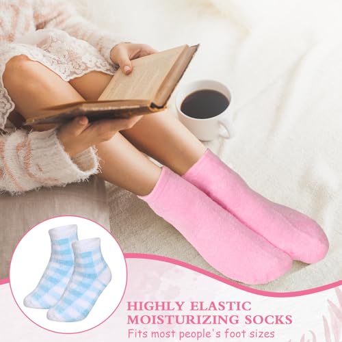 8 Pairs Aloe Socks Natural Moisturizing Spa Socks Lotion Socks Softening Aloe Infused Socks for Women Men Repairing Gel Sleeping Fuzzy Socks for Dry Cracked Feet Skins (Stylish)