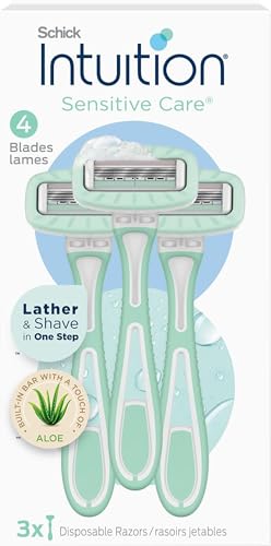 Disposable Razors for Women with Aloe - 3 Count, Sensitive Skin