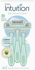 Disposable Razors for Women with Aloe - 3 Count, Sensitive Skin