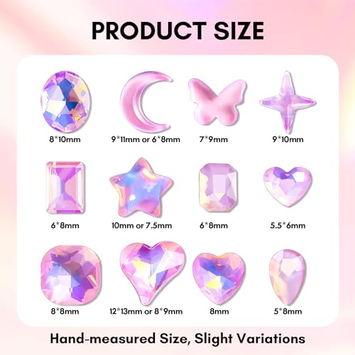 Makartt Nail Charms Rhinestone Glue Kit 15ml Gel Nail Glue with 100PCS Pink Rhinestone Gems 3D Nail Art Decor with Tweezer Acrylic Nail Supply for Nail Techs DIY Nail Decorations Gift