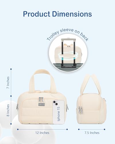 TOPDesign Travel Toiletry Bag for Women, Large Puffer Makeup Organizer