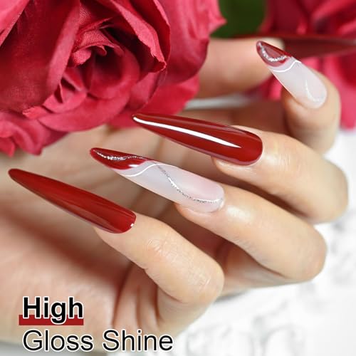 Dowos Burgundy Gel Nail Polish 15ML Same Color & Bottle Soak Off Manicure