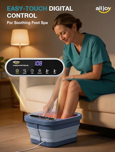 ALLJOY Blue Foldable Heated Foot Spa with Touch Screen & Massage