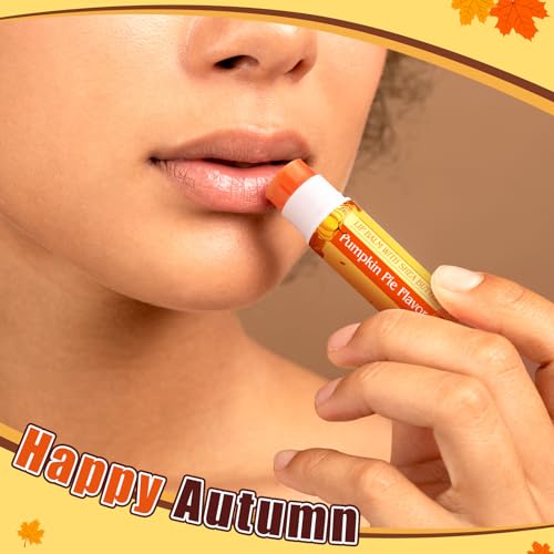100 Pcs Thanksgiving Pumpkin Pie Scented Lip Balms Bulk Thanksgiving Party Favors Fall Party Gifts Autumn Lip Balms Fall Goodie Bag Basket Stuffers Favors for Women Employee (Classic Style)