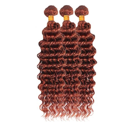 Reddish Brown Deep Wave Hair Bundles - 26, 28, 30 Inch, 3 Pack