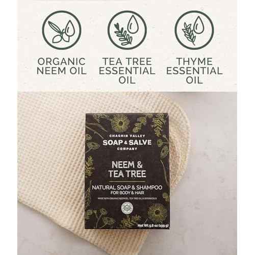 Chagrin Valley Soap & Salve Neem & Tea Tree Organic Soap & Shampoo Bar ? Soothe Dry, Itchy, Irritated Skin - Sulfate Free - For Body & Hair Vegan Shampoo Natural, Large 5.6 oz Bar - 3PK