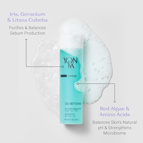 Yonka Gel Cleanser | Gentle Foaming Face Wash & Makeup Remover | Cleanses Pores and Balances Skins pH with Red Algae & Amino Acids | For Acne Prone & Oily Skin | Paraben-Free