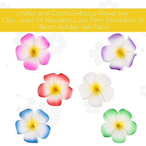 12 Pcs Hawaiian Plumeria Flower Hairpins Hair Clip Bridal Barrette Hairclip Hair Accessory for Tropical Beach Party Wedding Event Decoration(9CM Mixed Color)