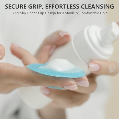 Silicone Face Scrubber 4 Pack - Dual-Texture Facial Cleansing Brush Set - Black, Starlight, Pink, Blue