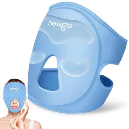 NEWGO Ice Pack Face Ice Mask for Puffy Eyes, Cooling Face Mask Reusable with Thick Gel Pad in Forehead & Eye Zones for Migraines, Post-Surgery, Redness, Allergy Swelling Pain Relief