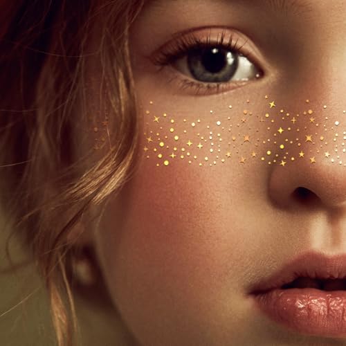 Gold Glitter Freckles Temporary Tattoo - 10 Piece Set