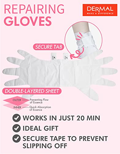 DERMAL Moistfull Silky Hand Mask Gloves with Collagen & Shea Butter (3 Pairs)