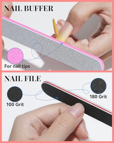 MORGLES 504 Half Cover Nail Tips 12 Sizes with Glue & Tools