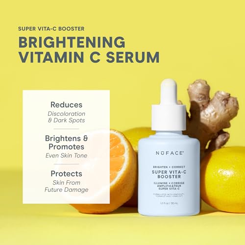 NuFACE Vita-C Brightening Face Serum - Vitamin C Serum for Dark Spots & Even Skin Tone + Niacinamide for Soothing Redness - Boosts Results of Microcurrent Treatments, Daily Skin Care (1oz)