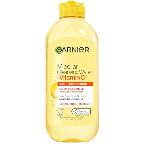 Garnier Micellar Water with Vitamin C - Facial Cleanser & Makeup Remover, 13.5 Fl Oz