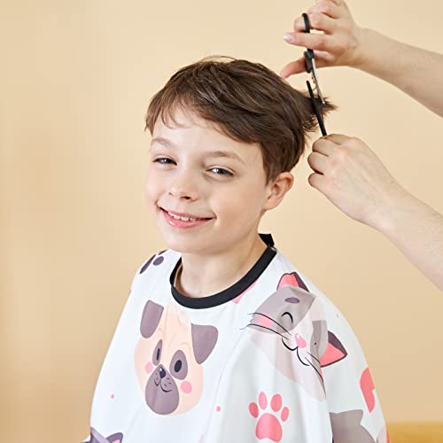 Kids Barber Cape with Adjustable Neck - Cartoon Dog & Cat Pattern