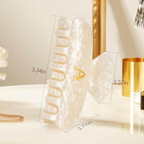 Initial Hair Clip for Women & Girls - Gold Glitter Acrylic Personalization Variation of Gold-A