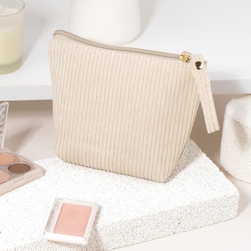 MAGEFY Mini Corduroy Makeup Bag for Women - Travel Essentials