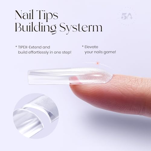 Tipex Instant Apex Nail Tips - 128 Pcs Long Coffin Acrylic Nails