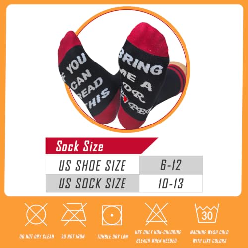 Funny Drinking Theme Crew Socks for Adults - Gifts for Beer & Party Lovers, Shoe Size 10-13