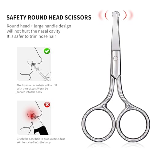 Small Safety Scissors with Round Tips - Nose Hair, Eyebrow & Grooming