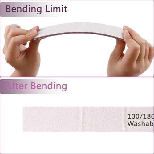 3PCS Professional Reusable Double-Sided 100/180 Grit Washable Nail File