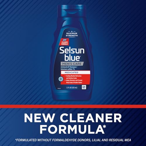 Selsun Blue Men's Care Medicated Antidandruff Shampoo, Maximum Strength Scalp Treatment With Selenium Sulfide, 11 fl. oz.