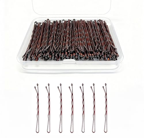 Brown Bobby Pins 100 Pcs Non-Slip Wavy Hair Clips for Women - Durable Enamel Finish