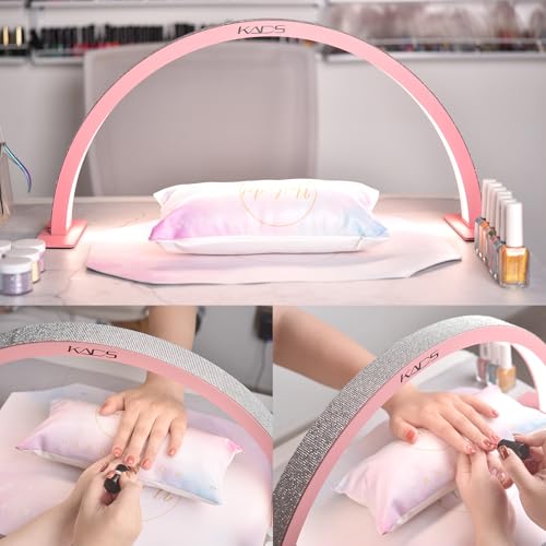 KADS 29In Wide Half Moon Nail Desk Lamp, Half Moon Light for Nail Desk, Lash Light for Eyelash Extensions with 3 Color Temperature 3000k-6500k for Nail, Lash, Tattoo, Skincare (Pink)