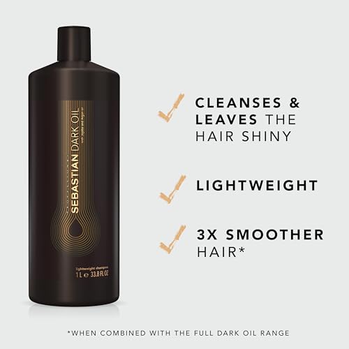 Sebastian Professional Dark Oil Lightweight Shampoo | Infused with Jojoba & Argan Oil for Silky, Smooth Hair