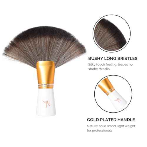 SunFX Finishing Powder Brush | Large Professional Fan Brush for Salon Use | Perfect For Spray Tan Powder | White