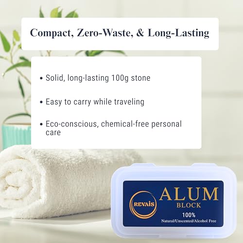 Natural Alum Block 100g ? 100% Pure Fitkari Stone Deodorant & Aftershave for Men, Soothes Razor Burn & Shaving Cuts, Astringent, Non-Staining, Unscented, Alcohol-Free, Gentle on Skin