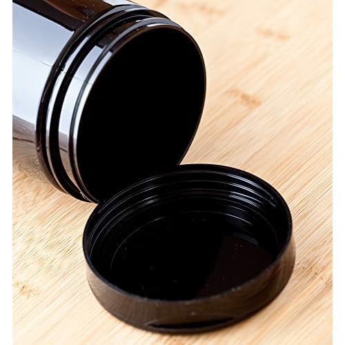 JUVITUS 8 oz Black PET Plastic Low Profile Jar with Black Flip Top Cap (12 Pack)