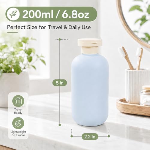METAPACK 6.8oz Travel Bottles 4-Pack with Flip Top & Labels